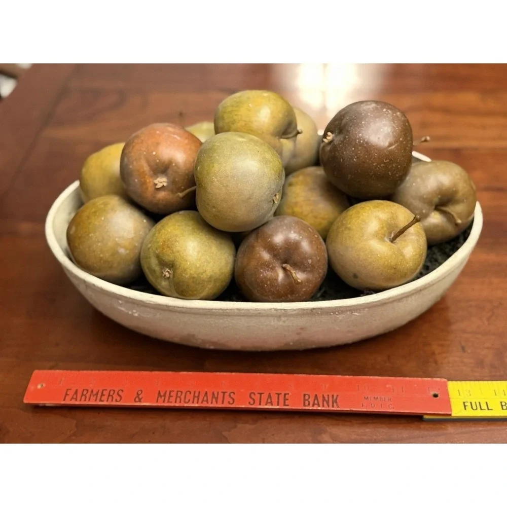 Vintage Realistic Faux Apple Centerpiece Arrangement Golden Russet Fruit Display